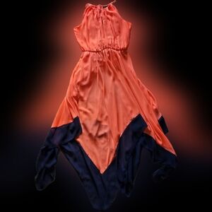 Coral and navy dress